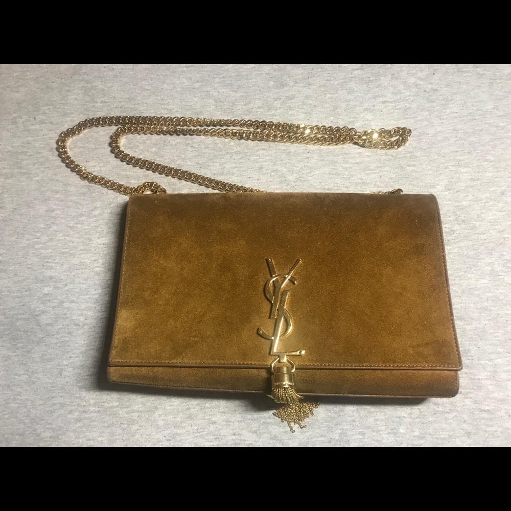 YVes Saint Laurent SUEDE CHAIN BAG - light ocre